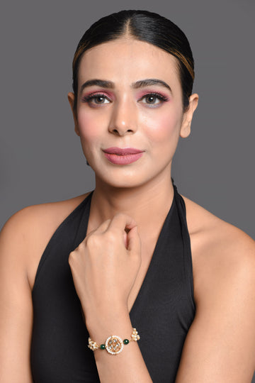 Kundan floral Gold Tone bracelet